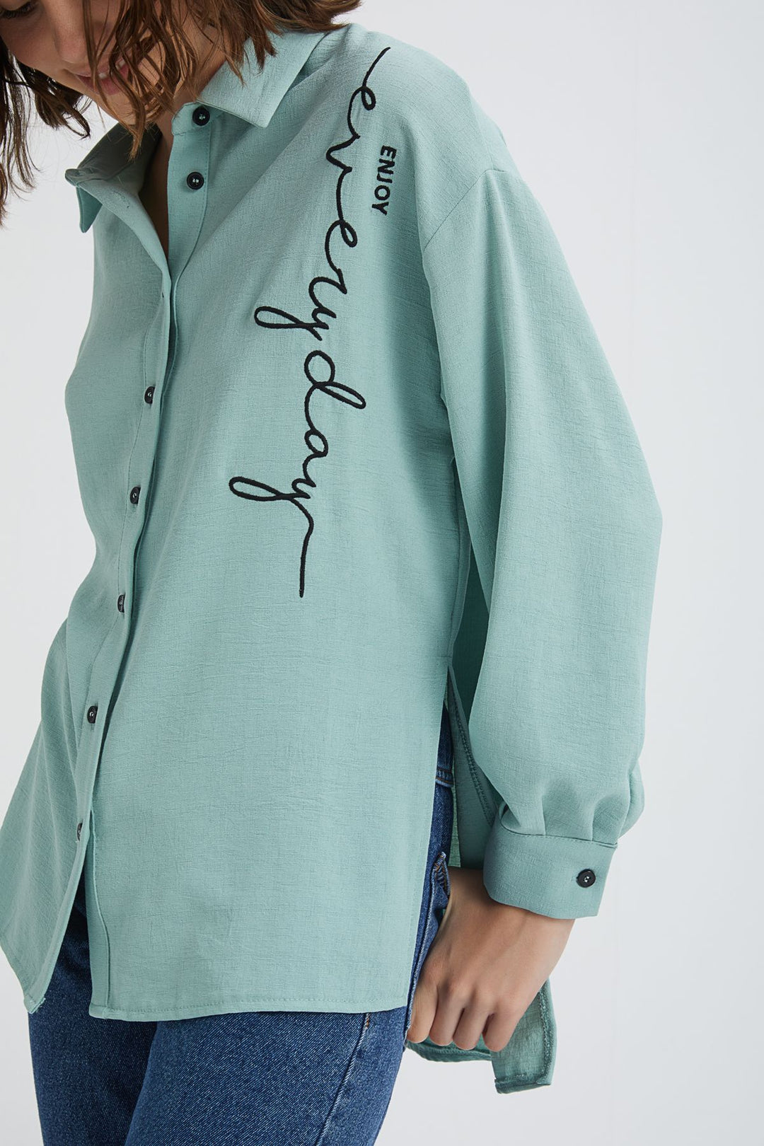 Embroidered Detailed Shirt Mint