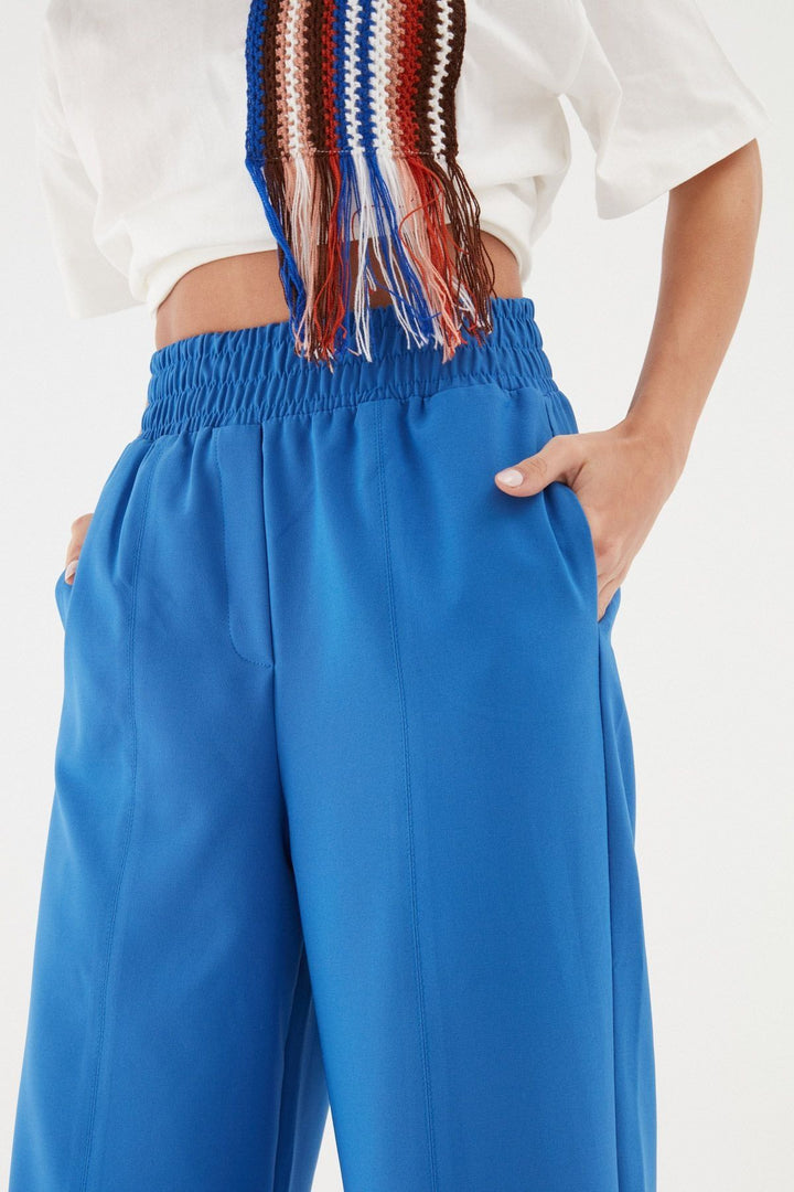 Beli Lastikli Bol Paça Pantolon Sax