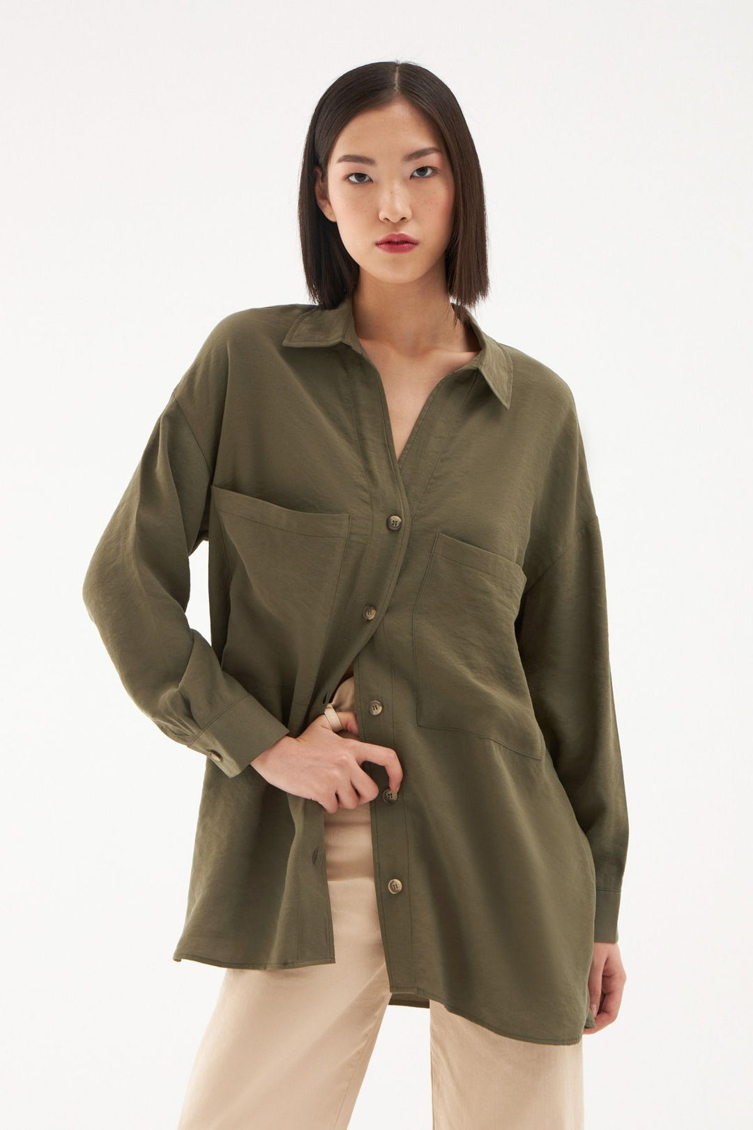 Cep Detaylı Gömlek Haki