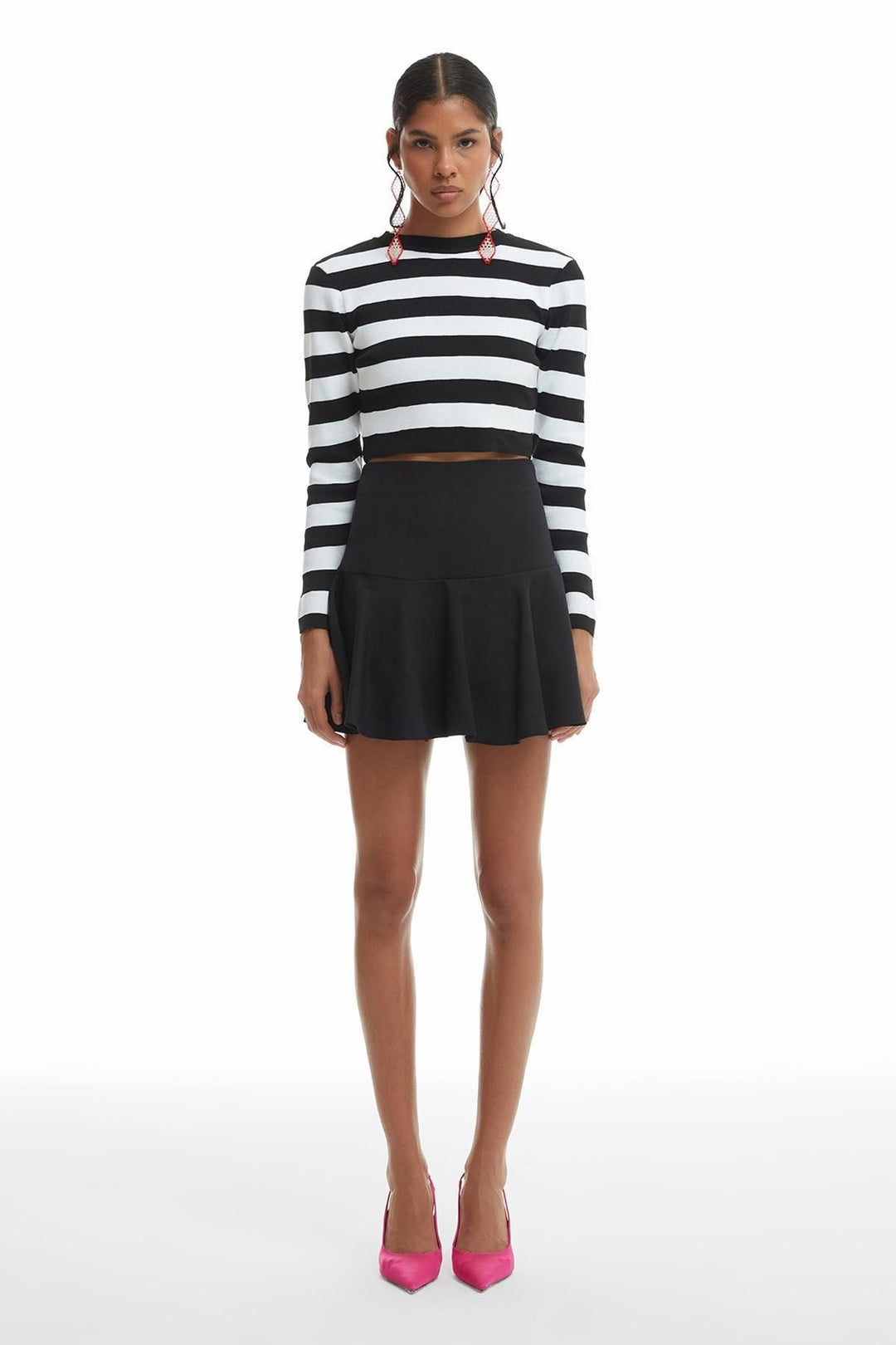 Striped Crop Knitwear Black