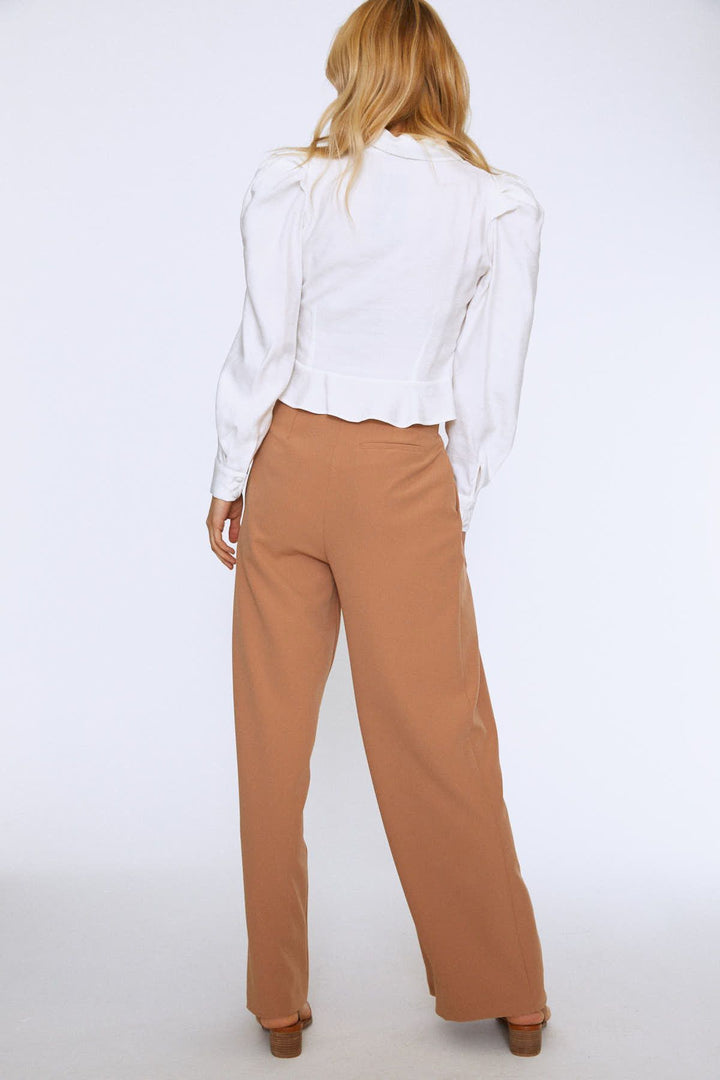 Button Front Balloon Sleeve Blouse Ecru