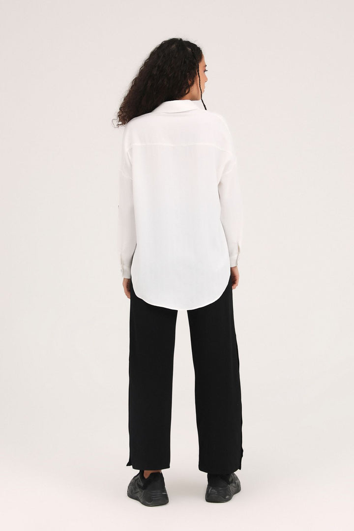 Printed Oversize Shirt White