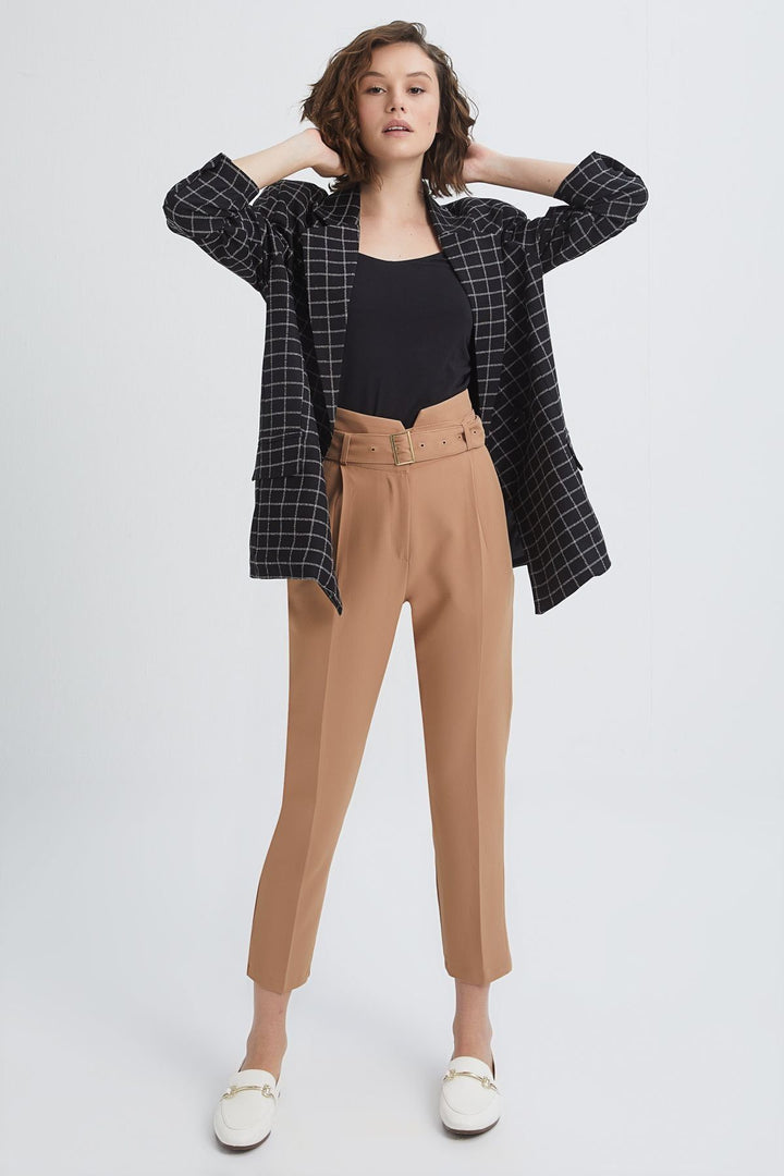 Checkered Oversize Blazer Jacket Black