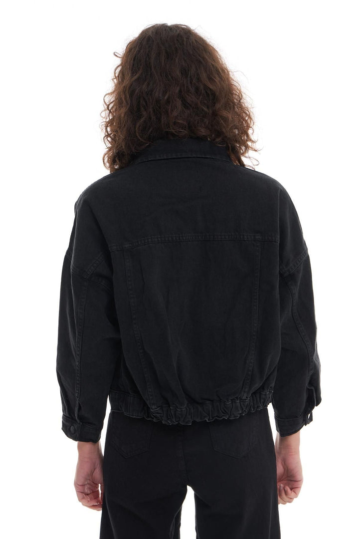 Hooded Oversize Denim Jacket Anthracite