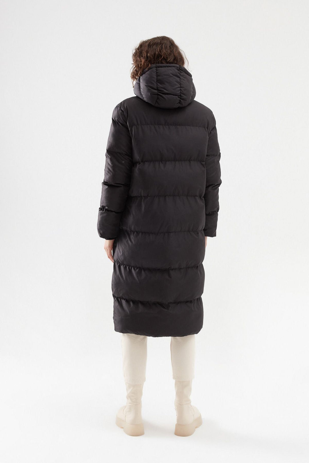 Hooded Long Inflatable Coat Black