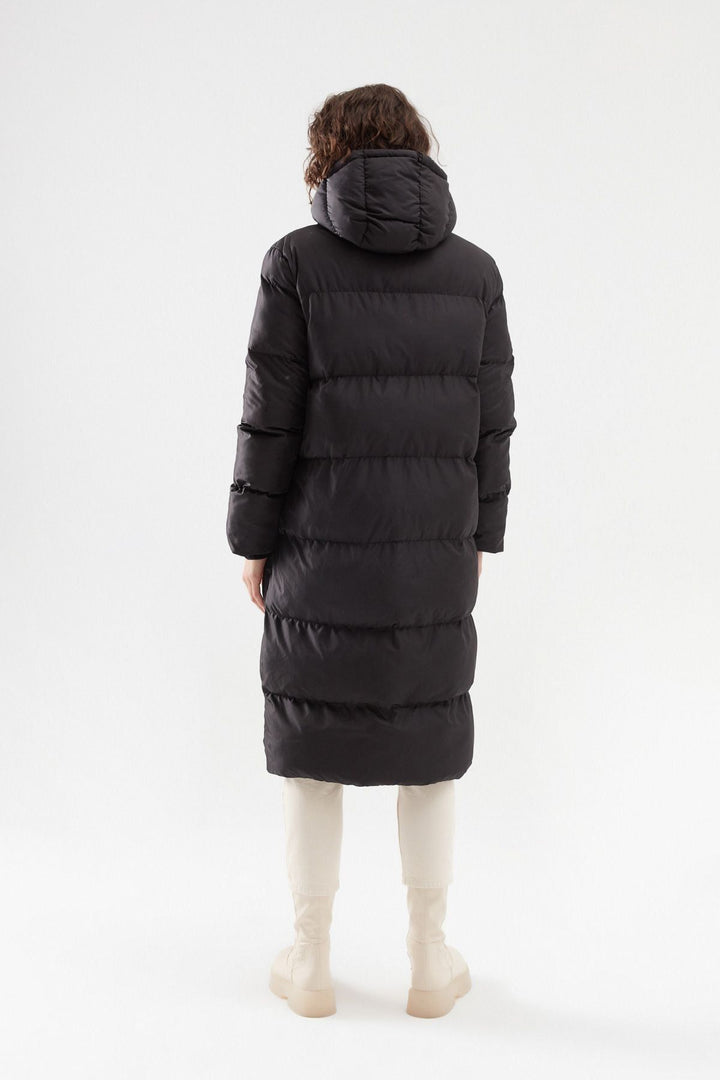 Hooded Long Inflatable Coat Black