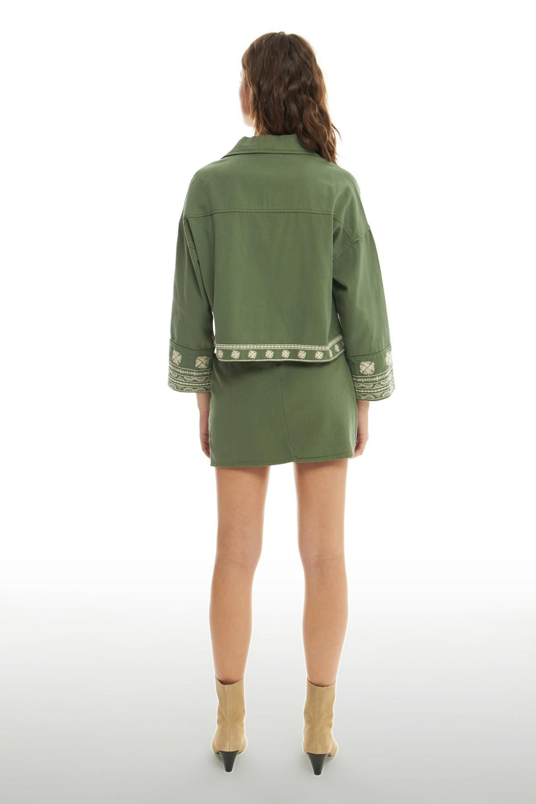 Embroidery Detailed Jacket Khaki