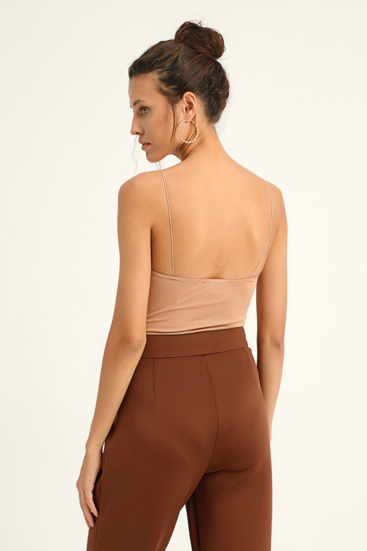 Slim Strap Bodysuit Camel