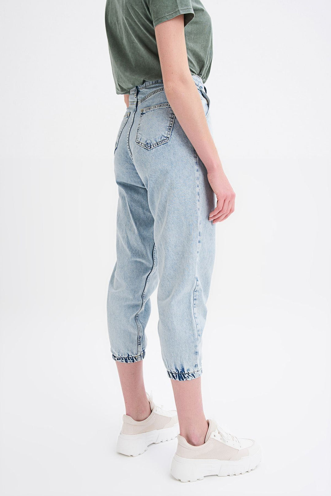 Elastic Leg Slouchy Trousers Ice Blue