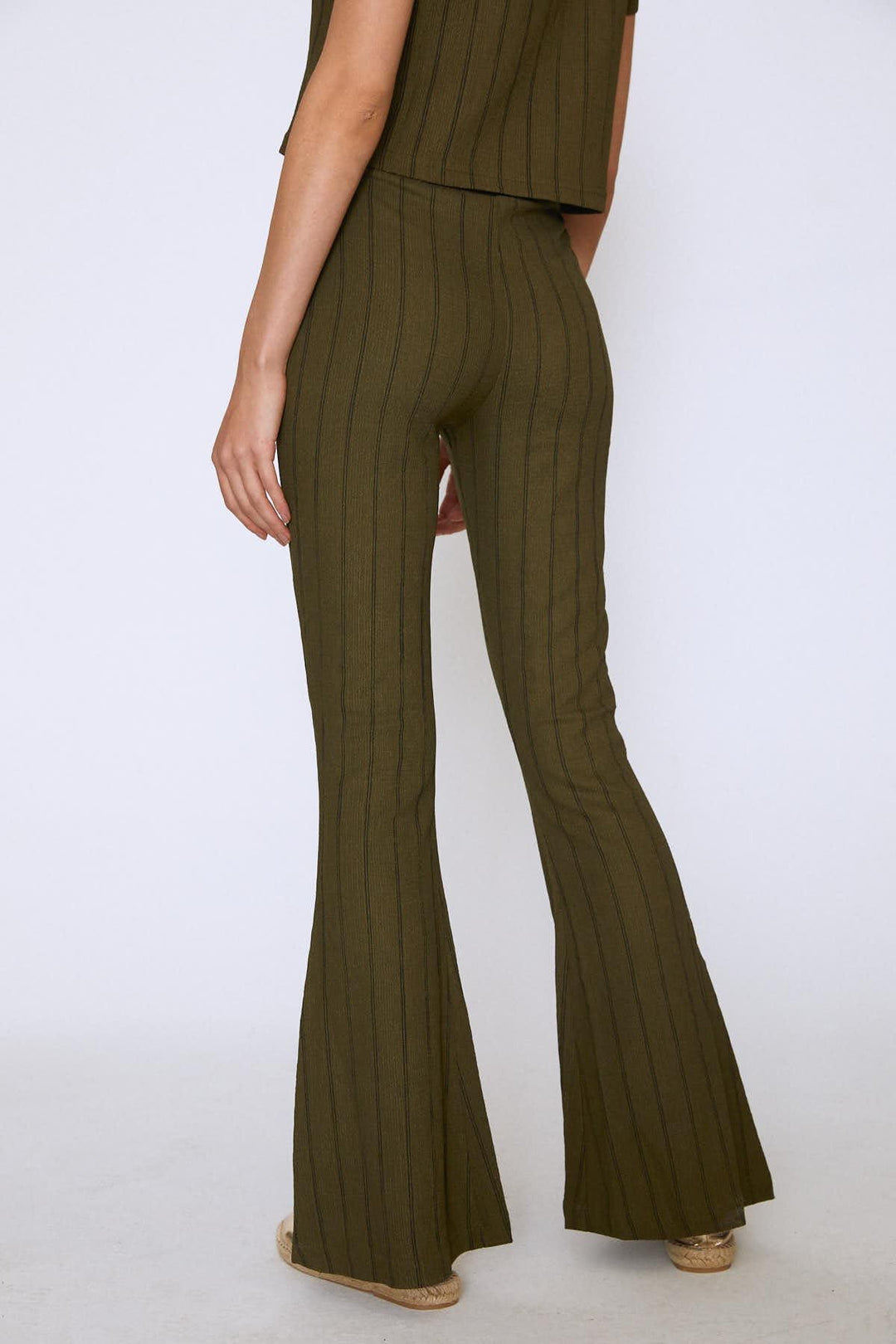 High Waist Spanish Leg Trousers Khaki