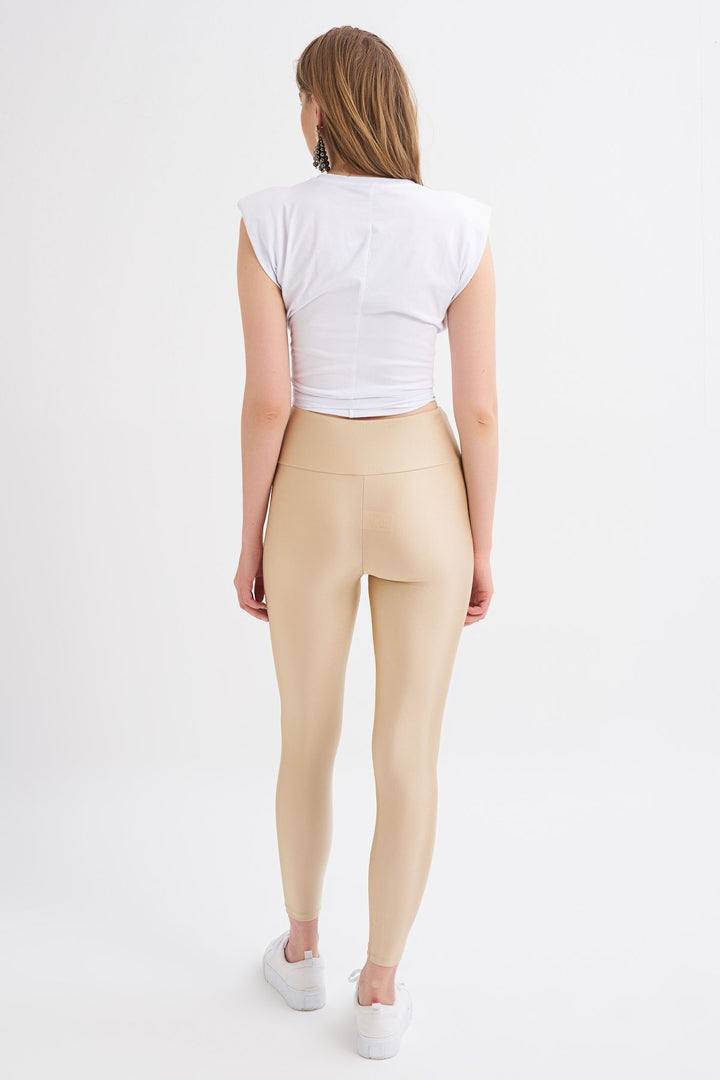 Yüksek Bel Tayt Bej
