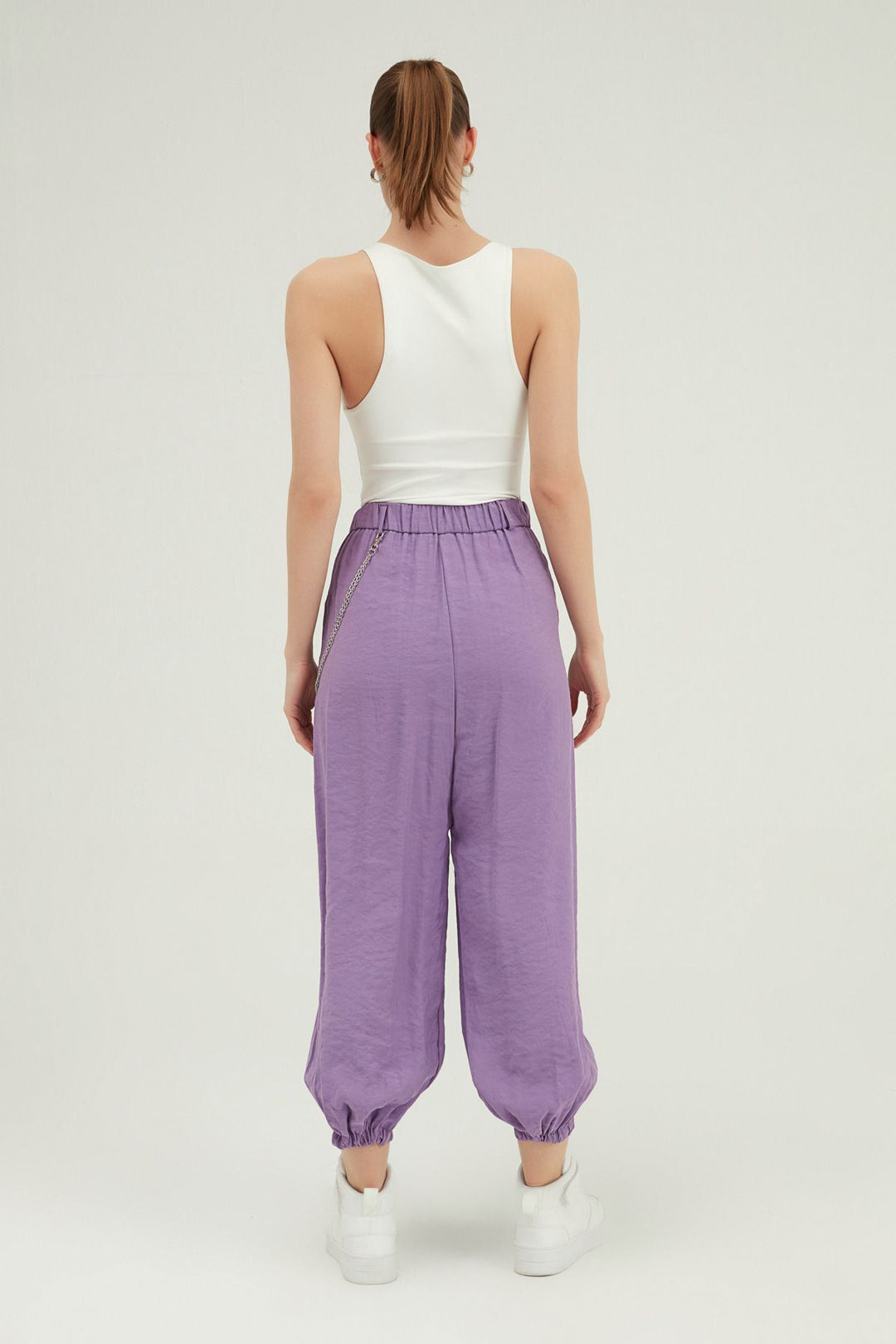 Chain Accessory Baggy Trousers Dark Lilac