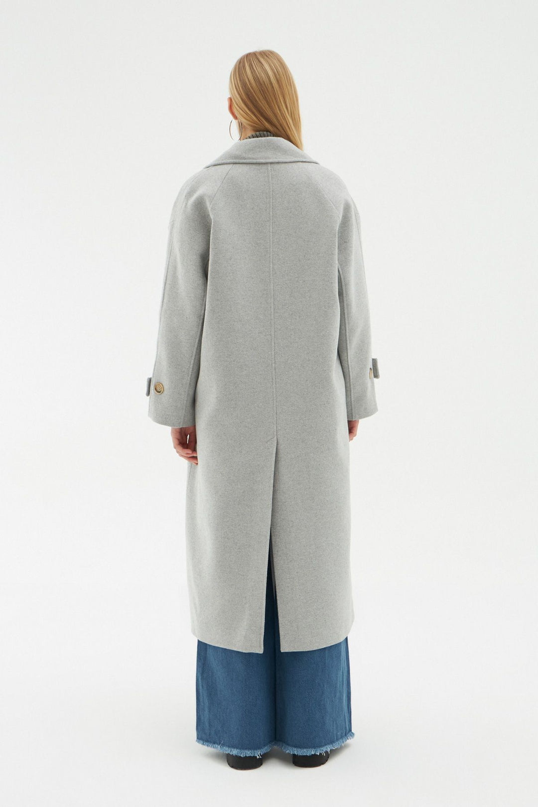 Pocket Long Oversize Coat Gray