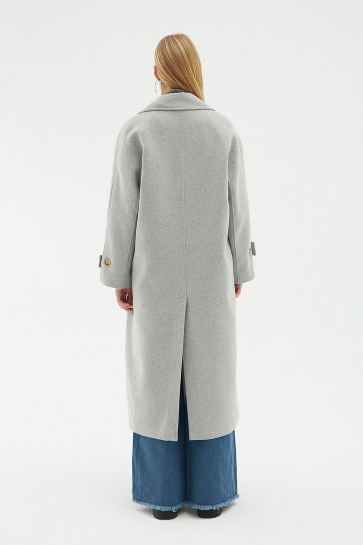 Pocket Long Oversize Coat Gray