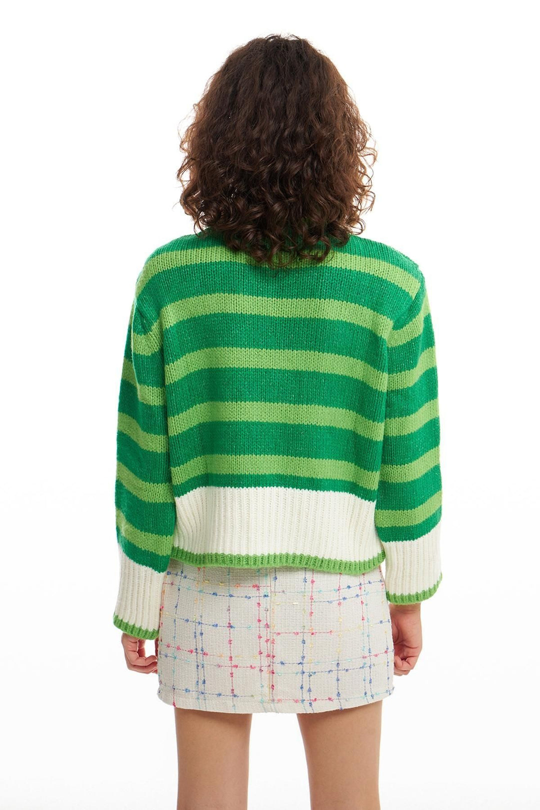 Çizgili Boğazlı Kazak Yeşil