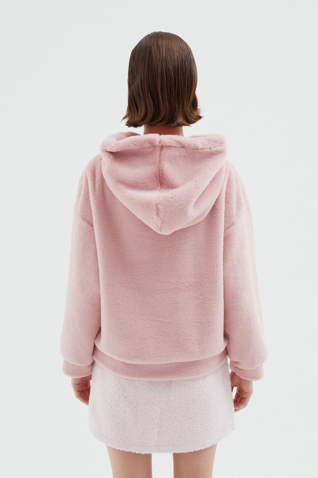 Hooded Plush Sweatshirt Pink