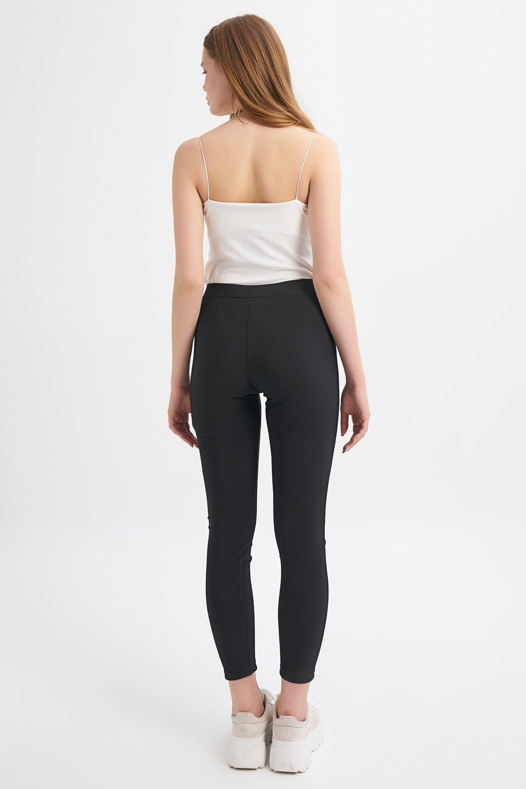 Side Zipper Basic Leggings Black