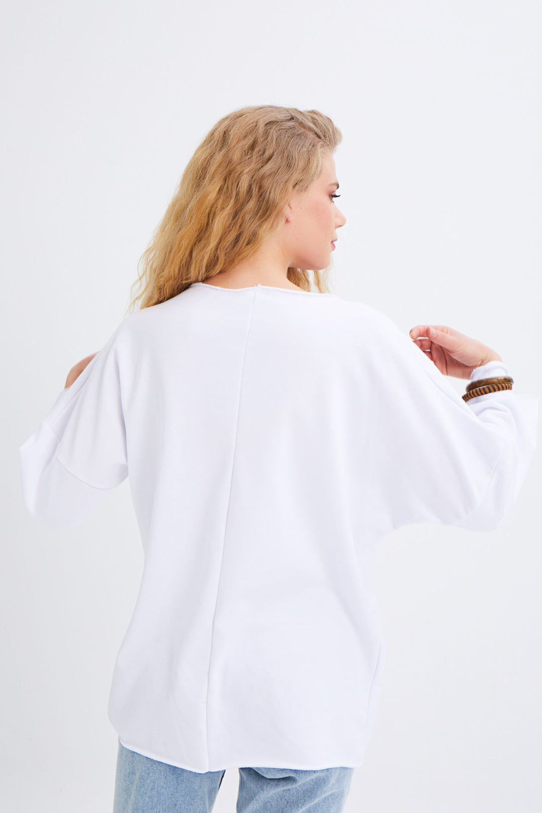 Baskılı Sweatshirt Beyaz