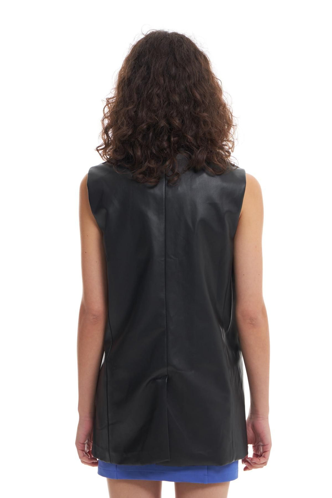 Blazer Leather Vest Jacket Black