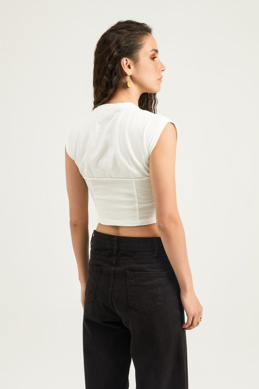 Sleeveless Crop T-Shirt Ecru