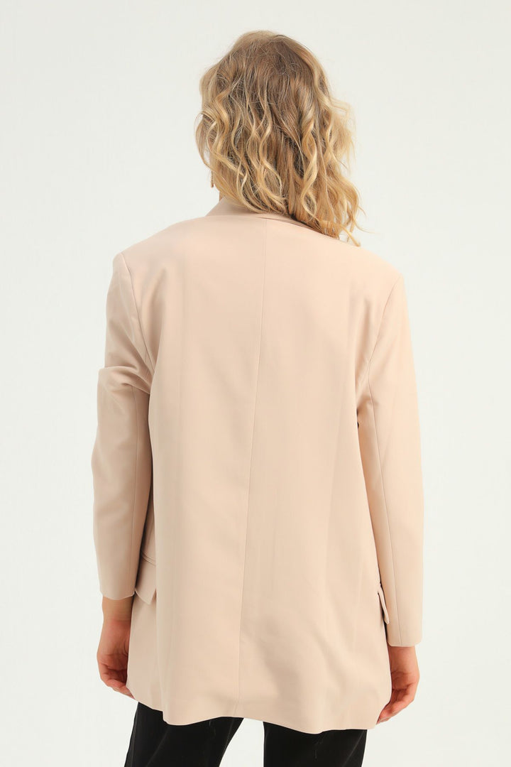 Double Breasted Blazer Jacket Beige