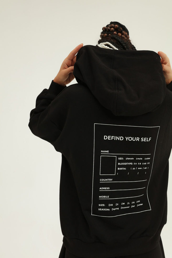 Printed Hoodie Sweatshirt Black