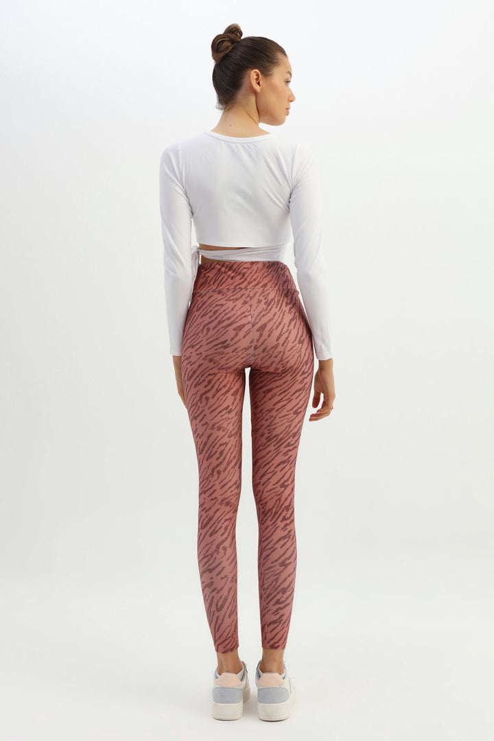 Patterned High Waist Sport Leggings Salmon