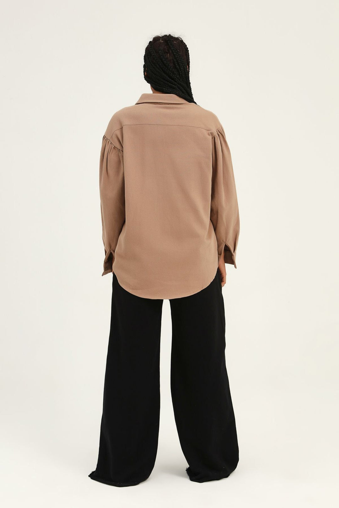 Balloon Sleeve Pocket Shirt Brown