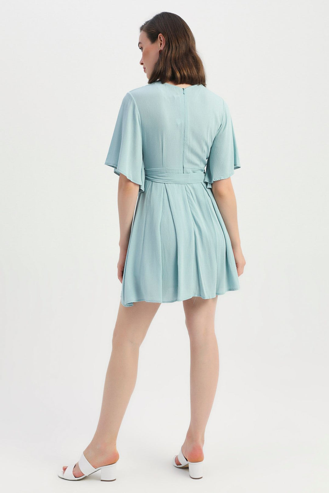 Tie Detailed Double Breasted Skirt Overalls Mint