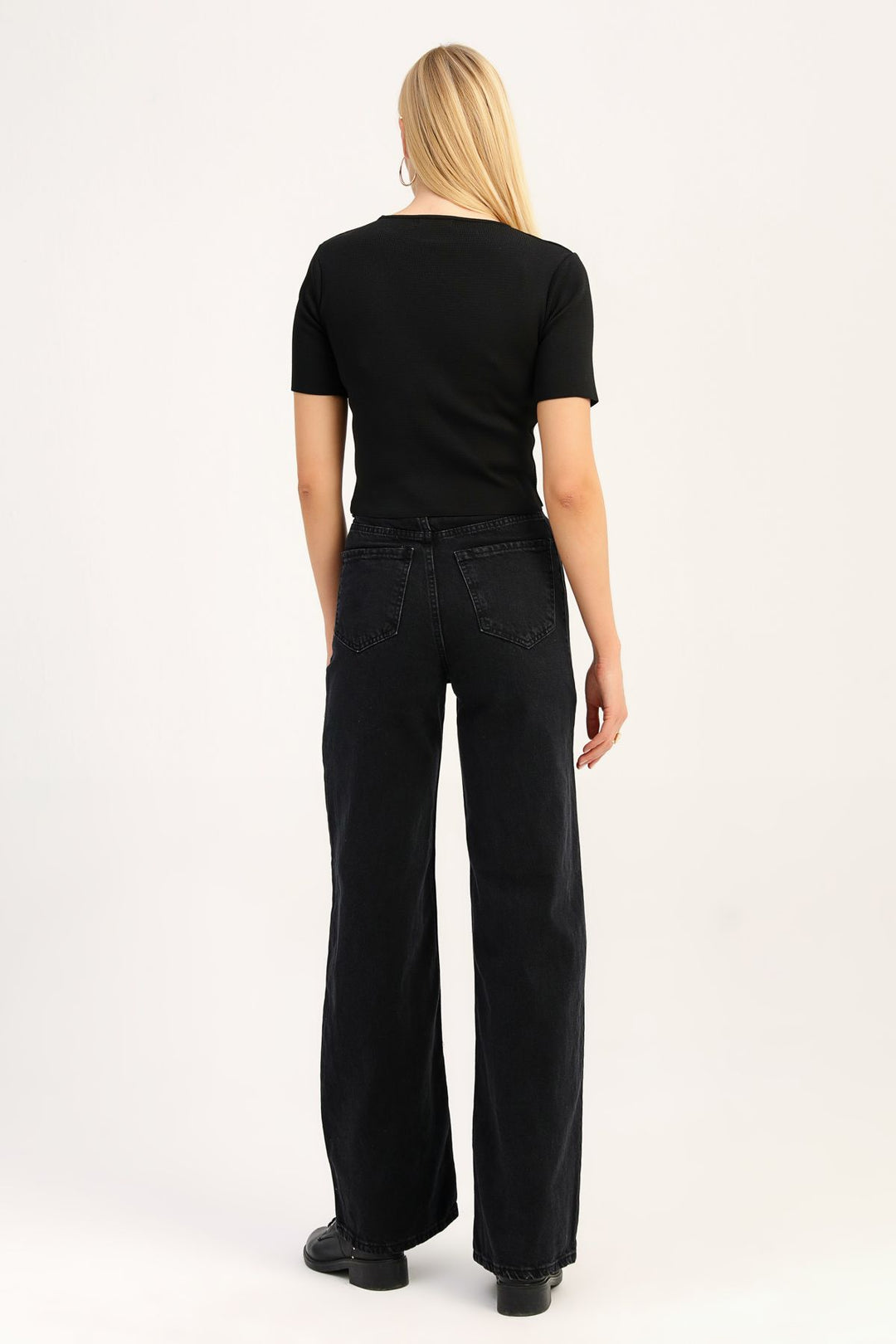 High Waist Wide Leg Jeans Anthracite
