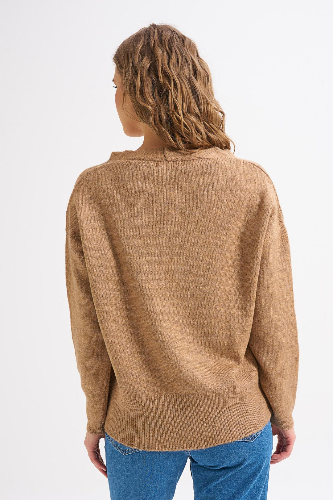 V Neck Sweater Beige
