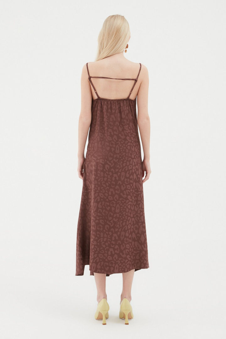 Strap Midi Length Dress Brown