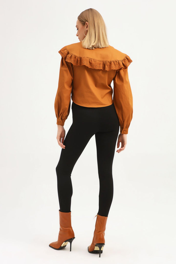 Guipure Flywheel Shirt Camel