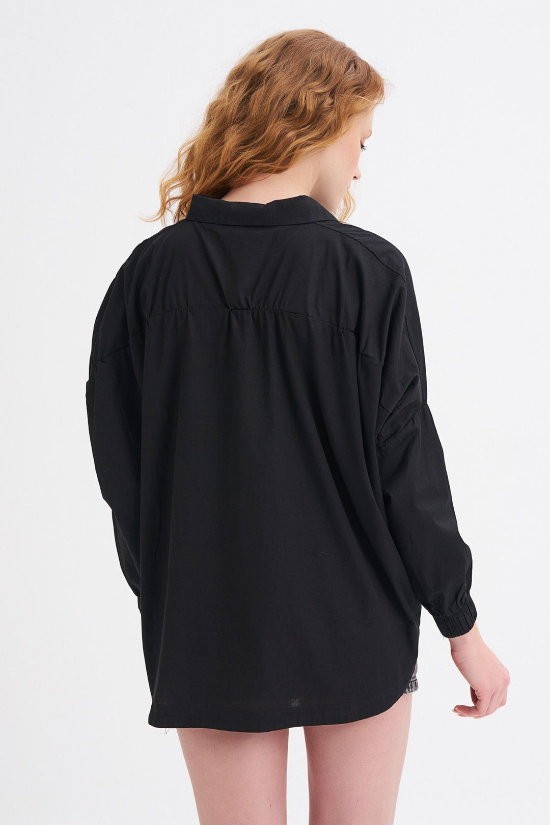 Tie Front Oversize Shirt Black