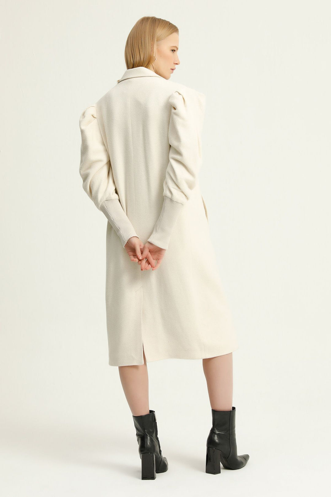 Rib Sleeve Cachet Coat Ecru