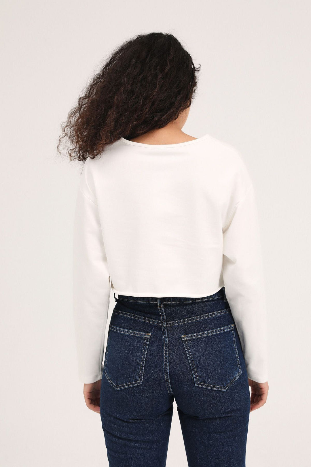 Printed Crop Sweatshirt White