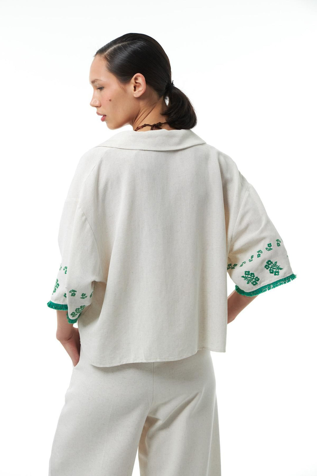 Linen Crop Shirt Natural