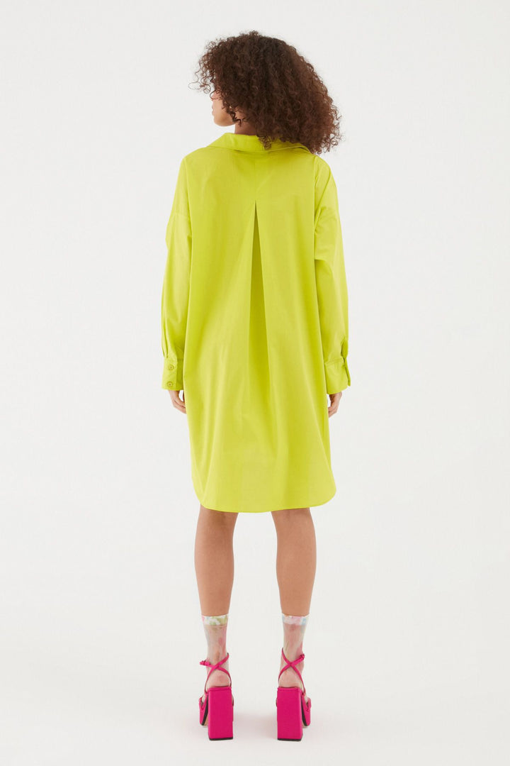 Oversize Shirt Dress Neon Yellow