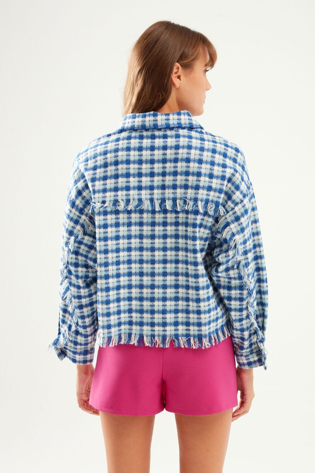 Püsküllü Tüvit Gömlek Mavi