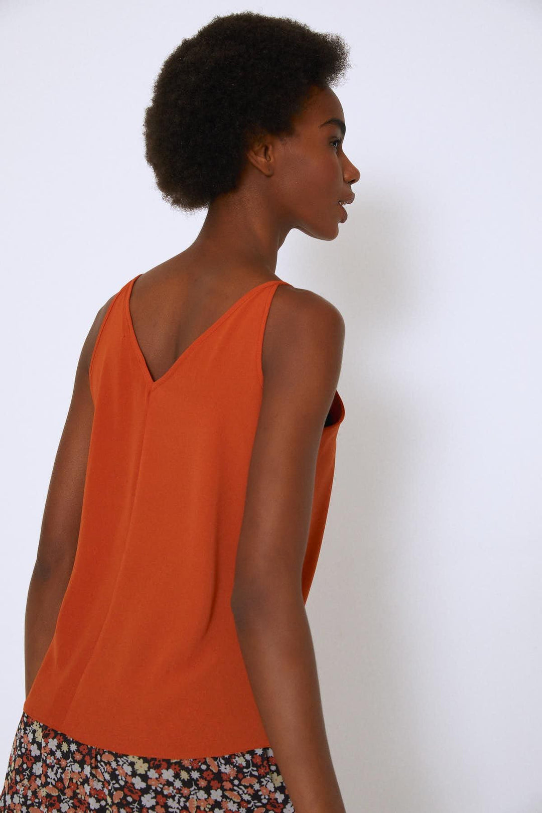 İp Askılı V Yaka Bluz Kiremit