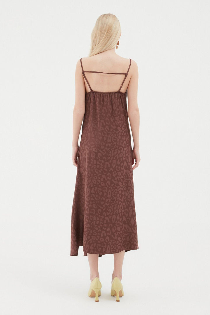 Strap Midi Length Dress Brown