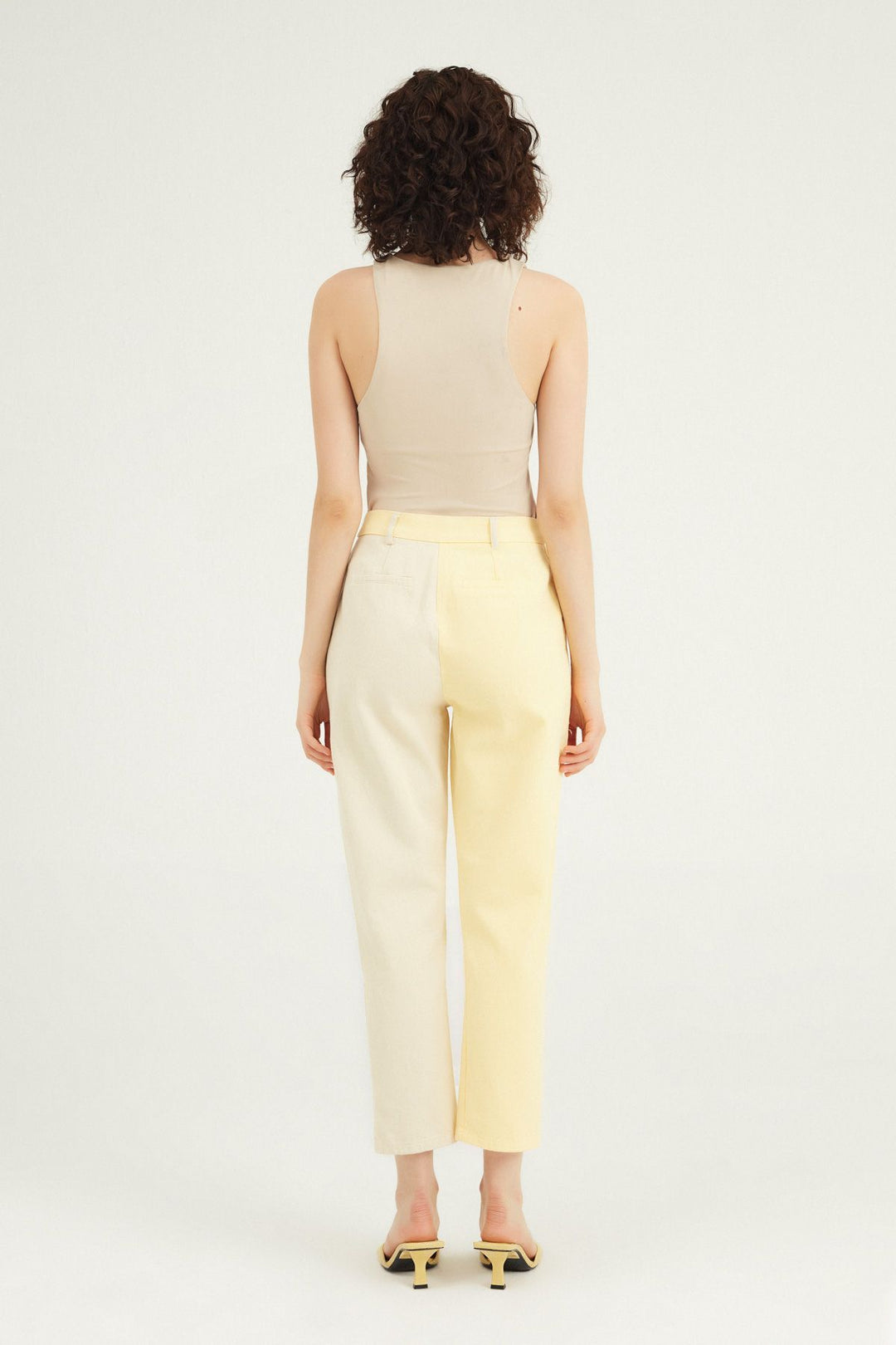 Two Color Gabardine Trousers Yellow