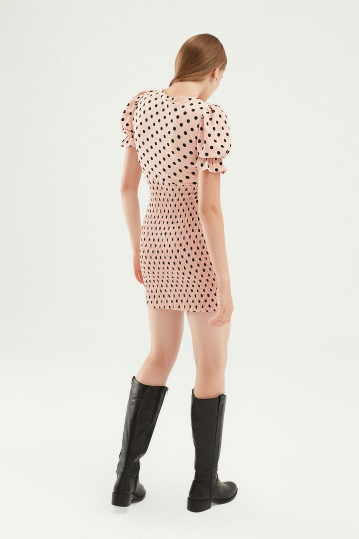 Gipeli Polka Dot Mini Dress Pink