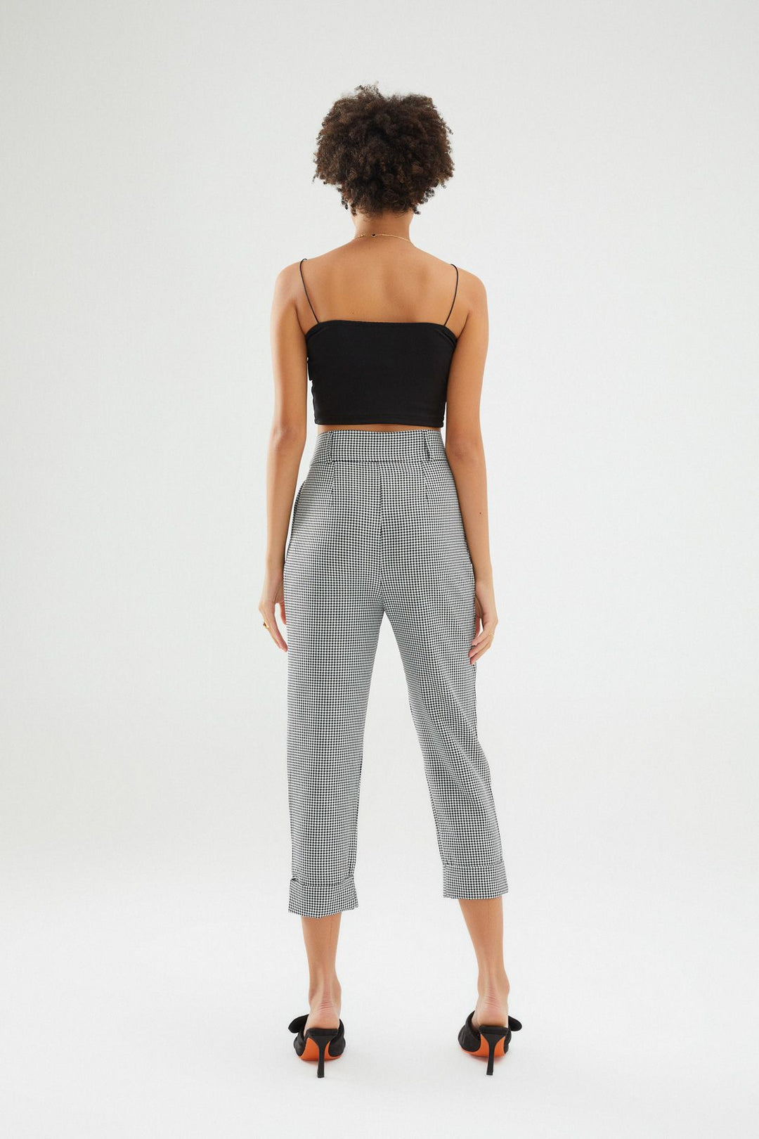 Çizgili Duble Paça Pantolon Siyah