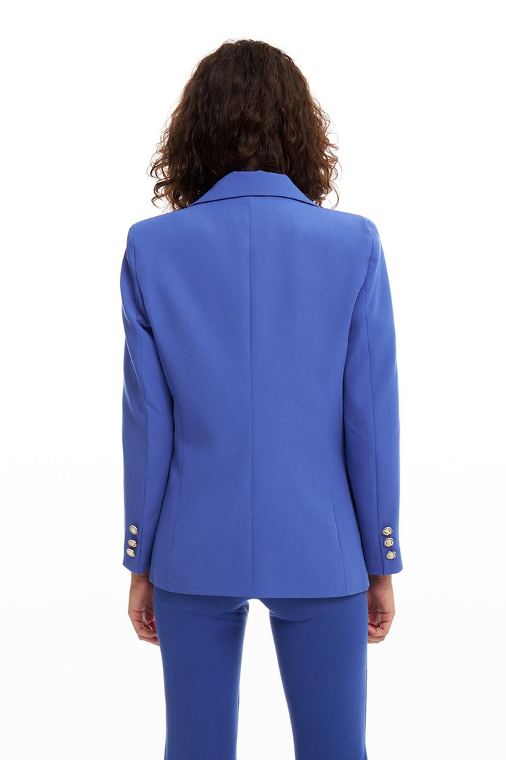 Düğme Detaylı Blazer Ceket Koyu Mavi