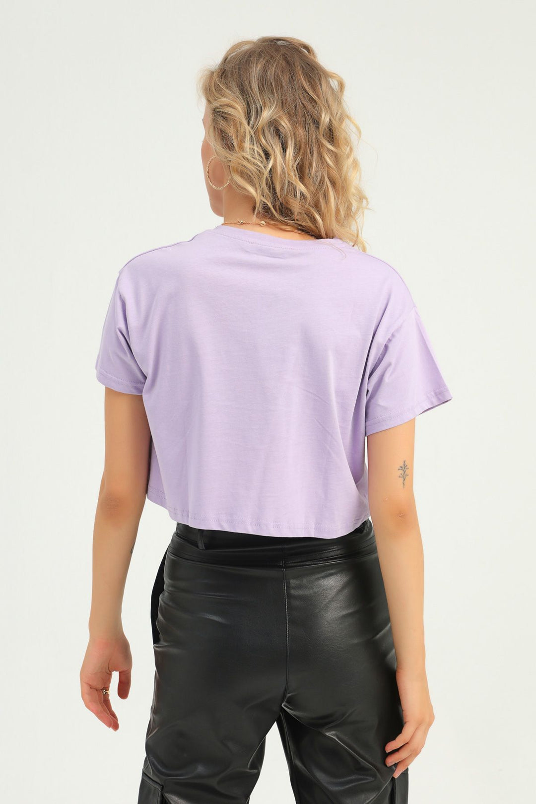 Basic Crop Tişört Lila