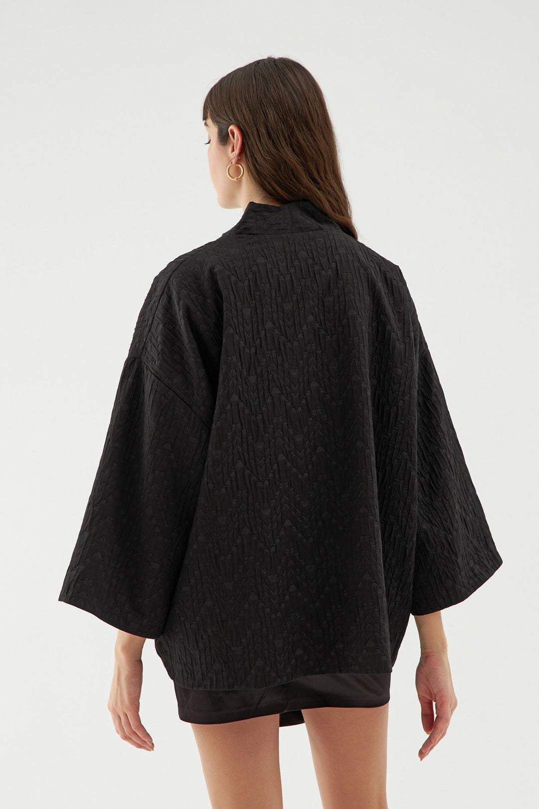 Dokulu Şal Yaka Ceket Siyah