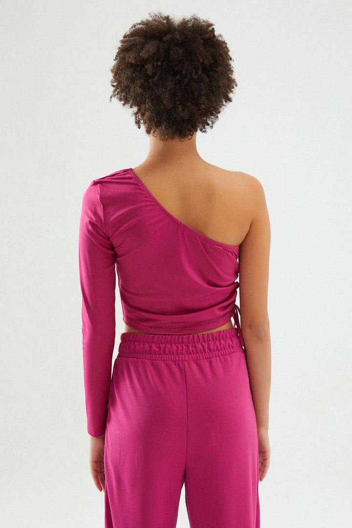 Büzgülü Tek Kol Bluz Orkide