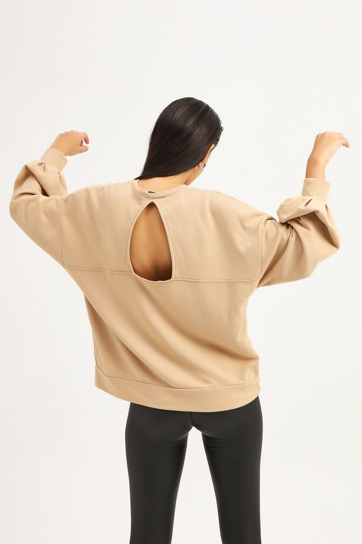 Low Back Oversize Sweatshirt Beige