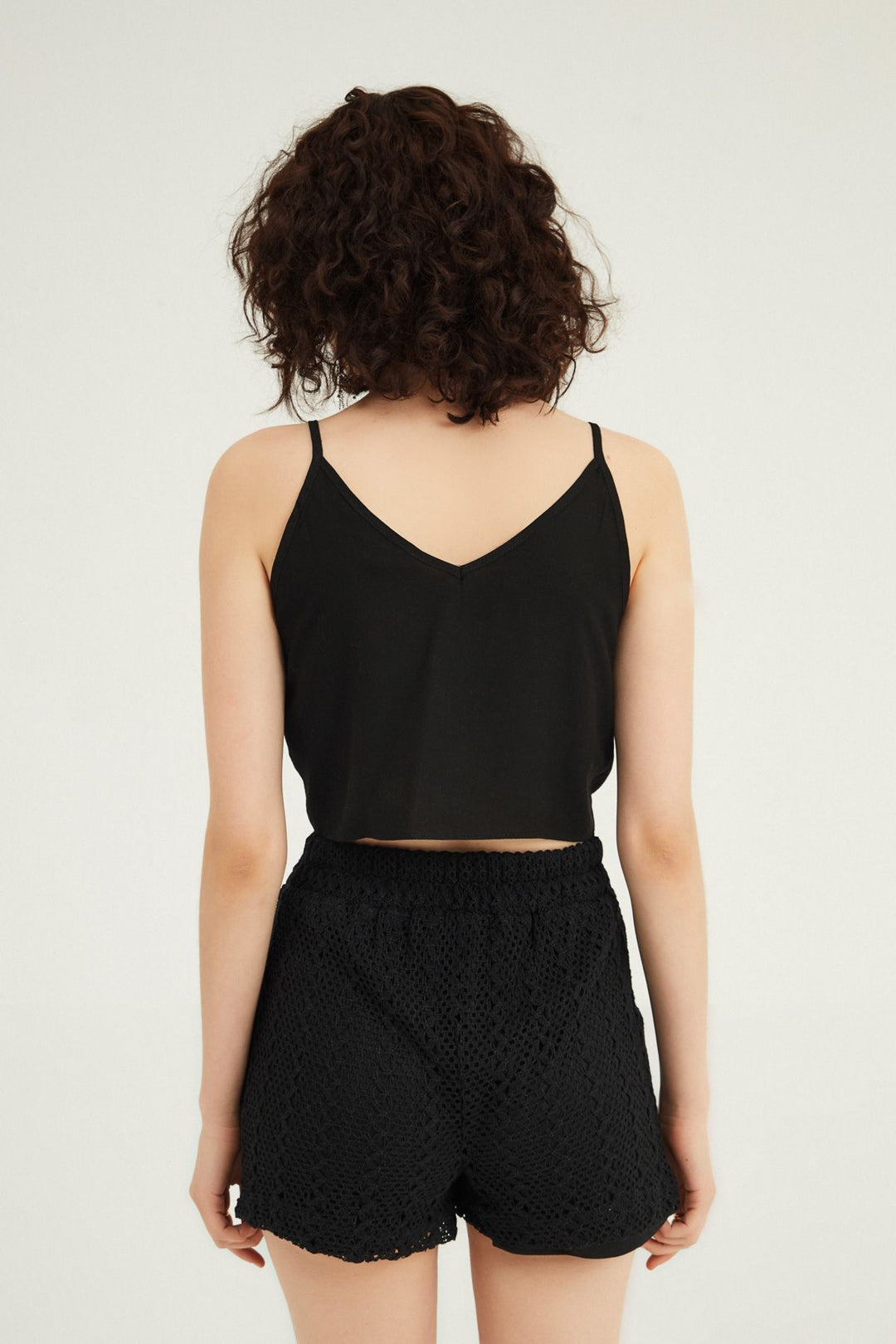 Belt Detailed Laced Shorts Black